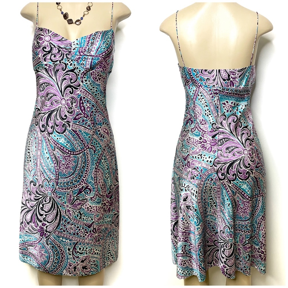 ANTONIO MELANI Turquoise Paisley Silk Dress Sz 10